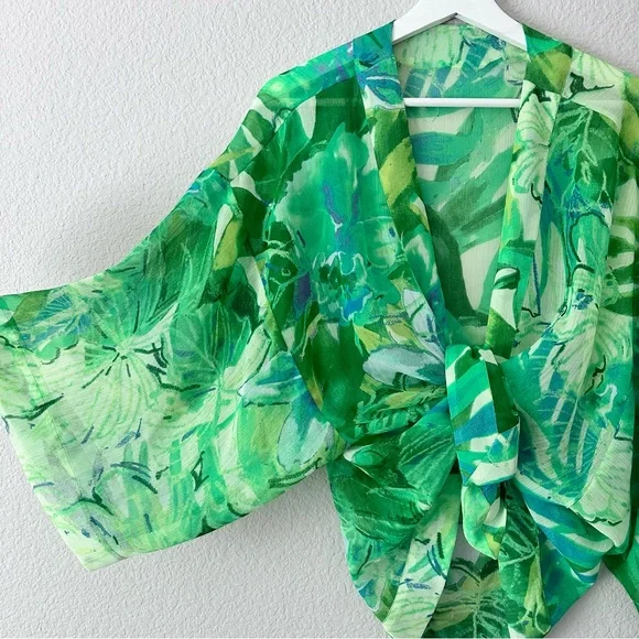 Vintage Tropical Print Kimono Top - Picture 4 of 6